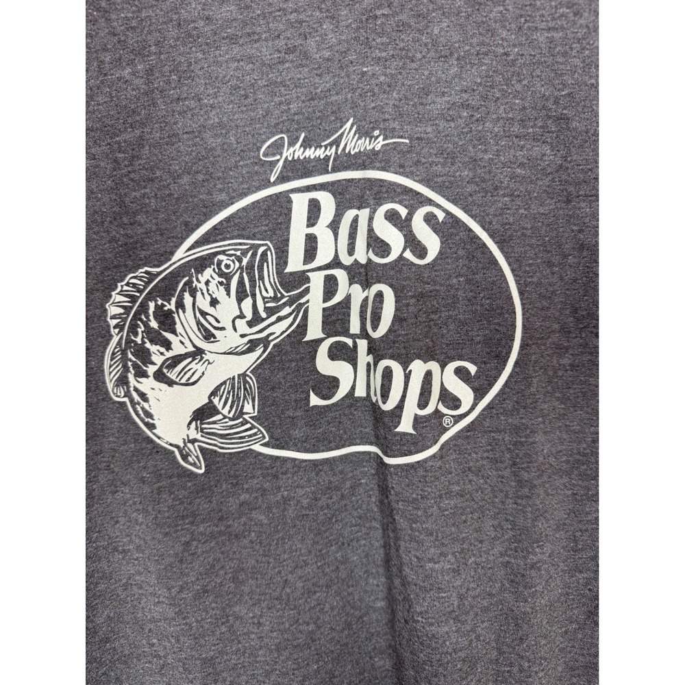 Bass Pro Shops‎ Mens Long Sleeve Gray T Shirt Fishing Graphic Crew Neck Small